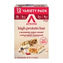 Atkins Blueberry Greek Yogurt & Strawberry Shortcake High Protein Bar, haute fibre, Keto Friendly, 12 Comte (6 barres chaque saveur)