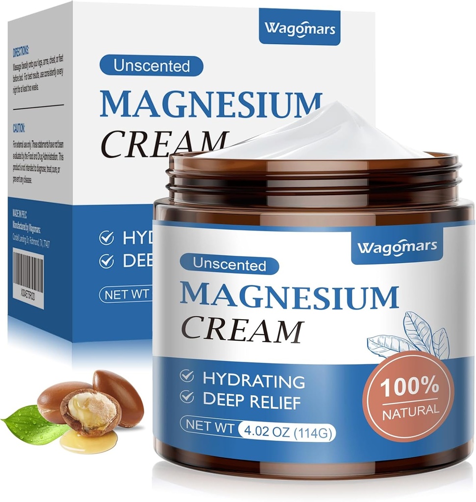 Crème de magnésium pour le sommeil - Lotion naturelle de magnésium topique pour la douleur et les crampes des jambes, relaxation musculaire, calme - Beurre corporel nocturne pour l'hydratation profonde - sans danger pour les enfants (non parfumé)