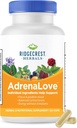 Ridgecrest Herbals AdrenaLove, Stress and Energy Support Supplément avec Ashwagandha, L-Theanine, Ginseng, Schisandra, Taurine, Saint Basilic, Adaptogènes, Vitamines B (60 Végétaux, 30 Servir)