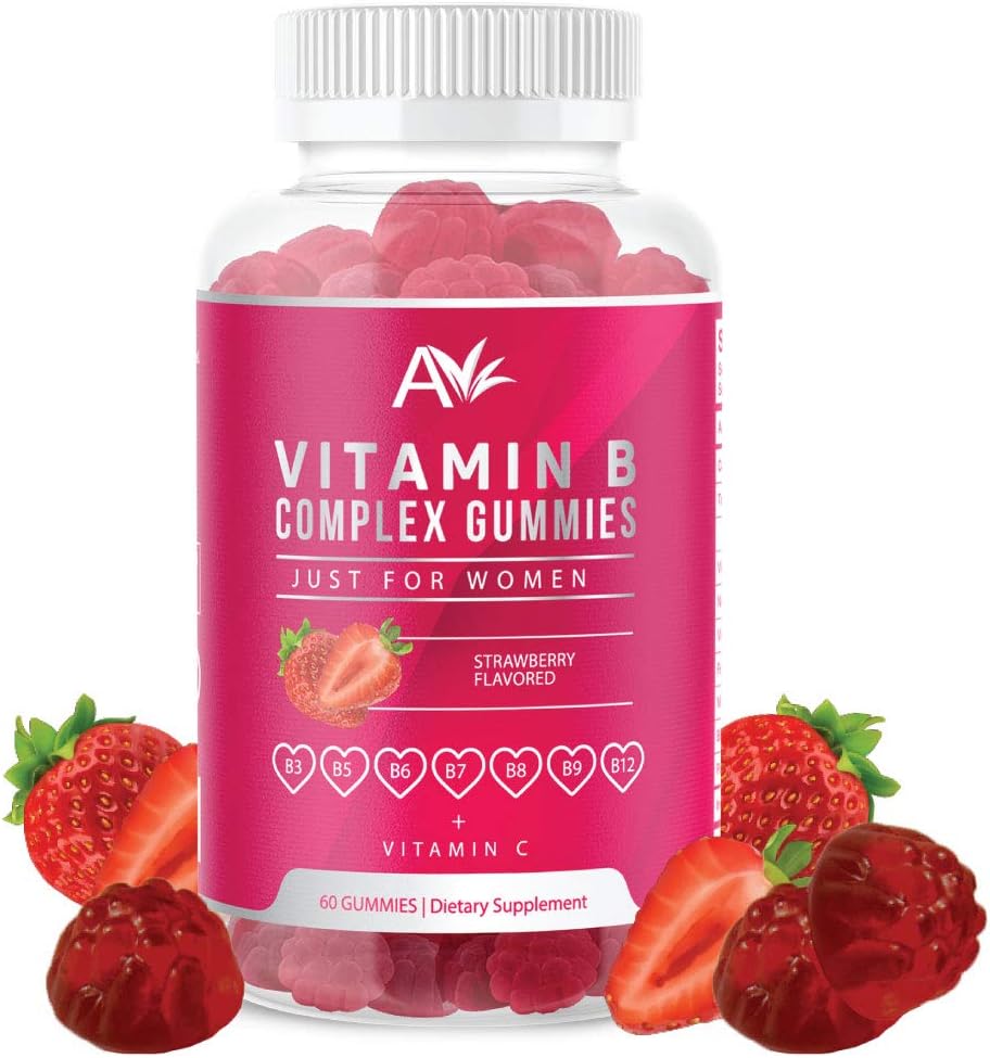 Complexe Vitamine B d'Avilana Juste pour les femmes Gommies véganes avec vitamine B12, B7 (Biotine), B6, B3 (Niacine), B5, B6, B8, B9 (Flate), énergie et système immunitaire sain (1 Pack)