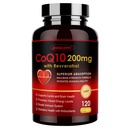 ZEBORA CoQ10-200mg avec trans-résvératrol, PQQ et vitamine E - Coenzyme d'absorption élevée-Q10 avec BioPerine - Antioxydant puissant pour le cœur et la production d'énergie,120 Capsules de Veggie
