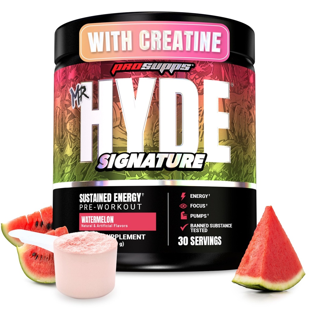 PROSUPPS M. Hyde Signature Poudre de pré-entraînement avec Créatine, Beta Alanine & Caféine - Performance, Énergie et Endurance - Fitness propre et suppléments de gym pour hommes et femmes (Watermelon, 30 portions)