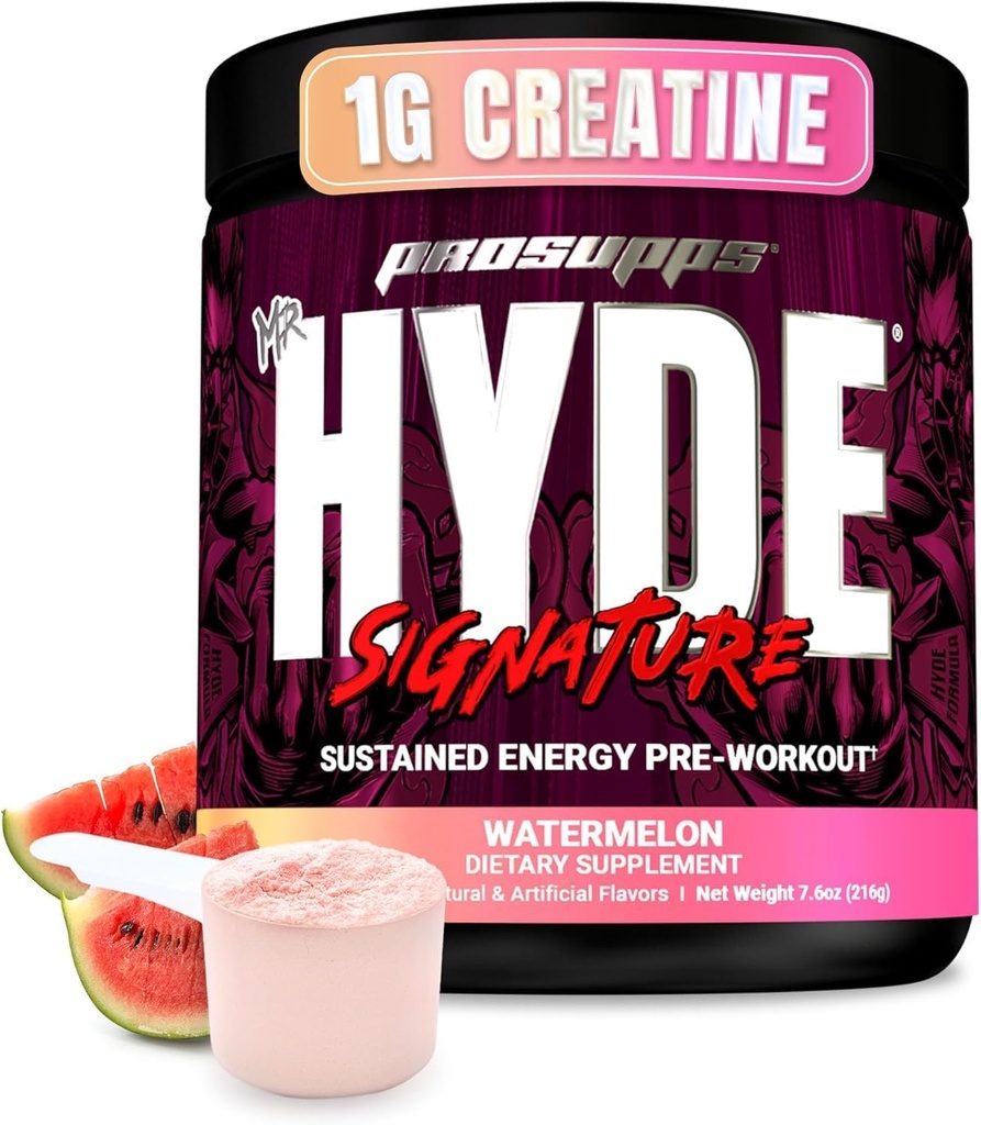 PROSUPPS Mr. Hyde Signature Pre Workout Powder with Creatine, Beta Alanine & Caffeine - Performance, Energy & Endurance - Clean Fitness & Gym Supplements for Men & Women (Watermelon, 30 Servings)