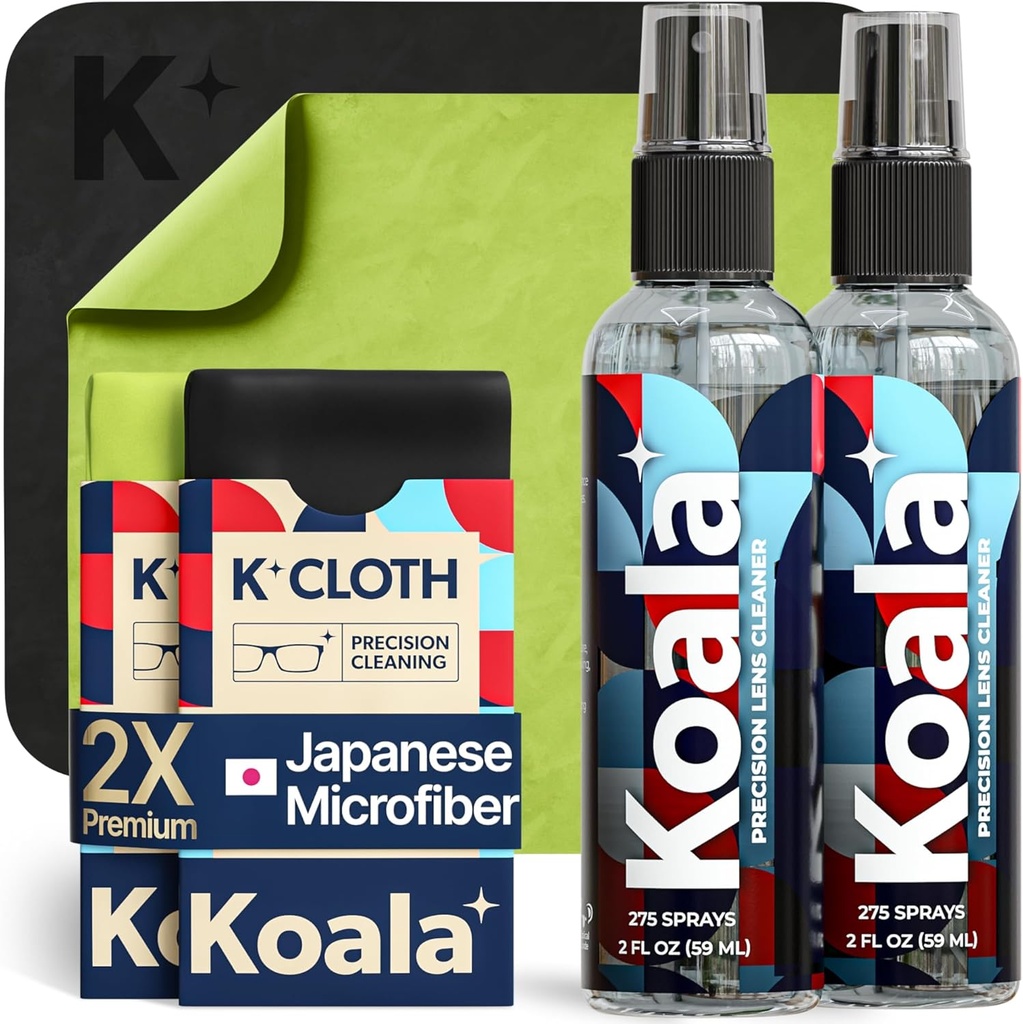 Kit de nettoyage de lunettes de verre Koala (2x) Kit de nettoyage de lunettes + (2x) Cloth de microfibres