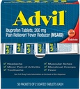 Réducteur de douleur advil et réducteur de fièvre, anti-douleur avec Ibuprofen 200mg pour les maux de tête, les maux de dos, les douleurs menstruelles et les douleurs articulaires - 100 comprimés enduits (emballage peut varier )