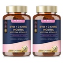 Totaria Supplément Inositol pour les femmes avec vitamine D3, Folate, 40:1 Rapport Myo-Inositol et complexe D-Chiro Inositol, (vitamine B8) Capsules Inositol, boîte de 2