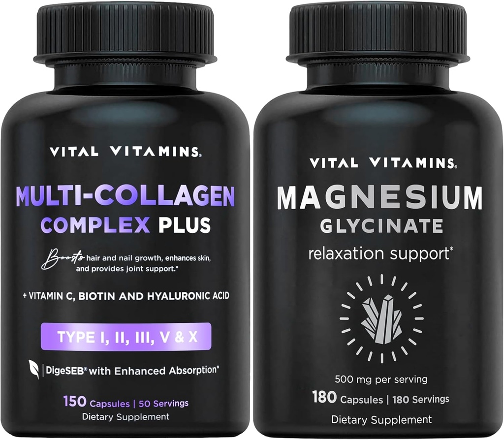 Vitamines Vital Multi Collagène Plus Capsules + Glycinat de magnésium Capsules