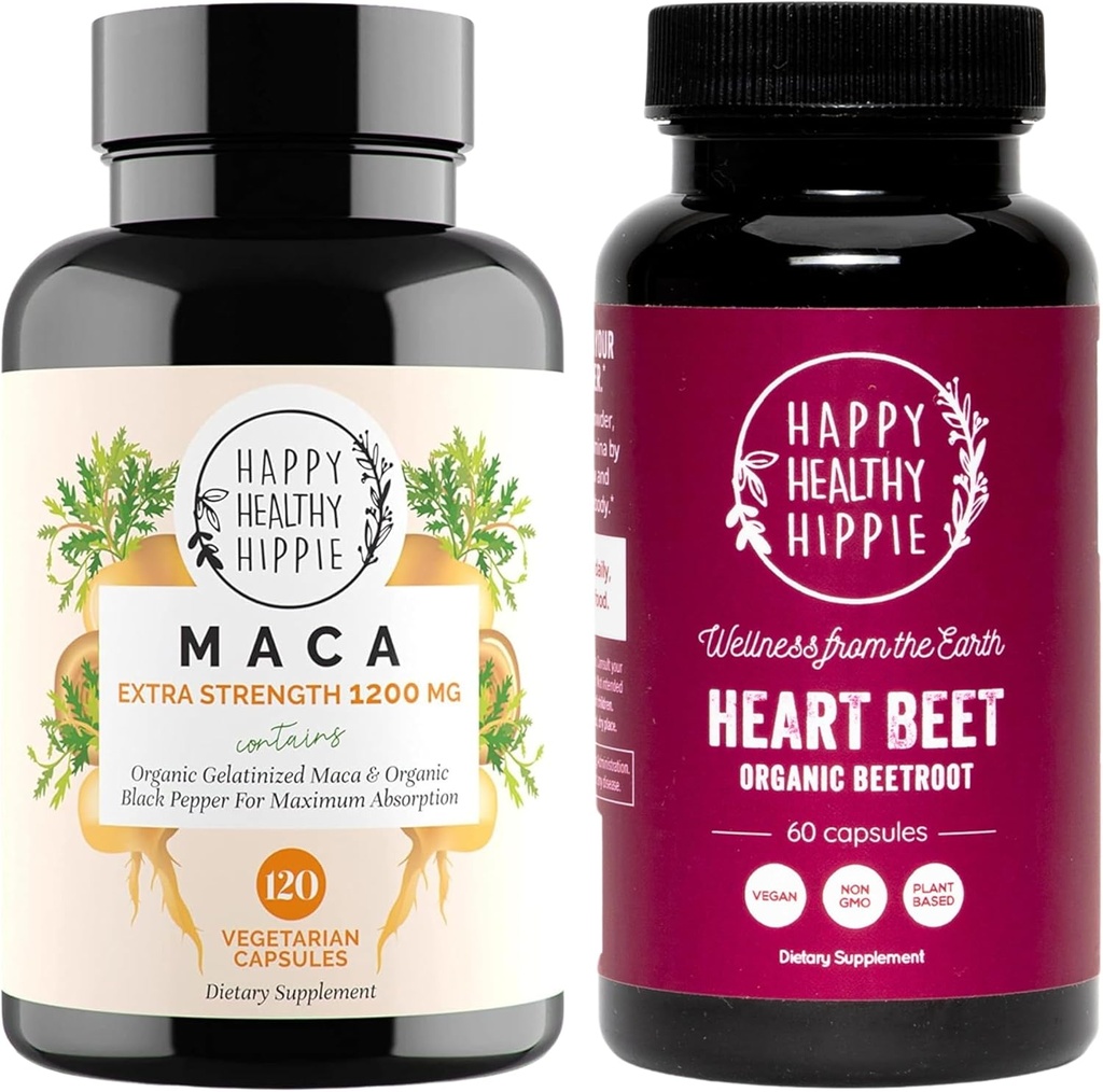 Happy Healthy Hippie Beetroot Capsules & Bio Maca Energy Pills & Libido Enhancer