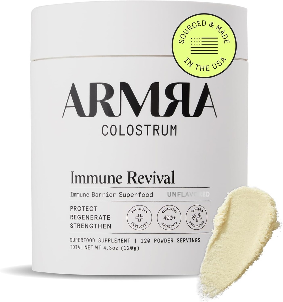 ARMRA ColostrumTM Poudre à l'état non aromatisé ARMRA Santé et blamour ARMRA ColostrumTM Immunité ARMRA Kéto, sans gluten et sans gras 120 portions