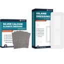 Dressing en algine de calcium argenté (4'x4'10Pcs) +Dressing en île(4" x 10" 25Pcs)