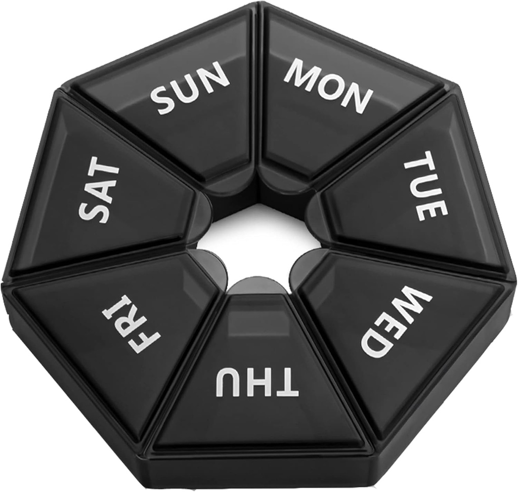 Extra Large Weekly Pill Organizer, XL 7-Sided Portable Pill Box Cas de médecine pour les vitamines/huile de poisson/plaques/Suppléments-Arthrite