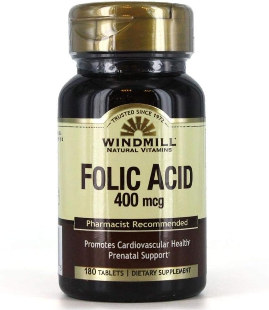 Acide folique du moulin à vent 400 Mg Comprimés - 180 Ea