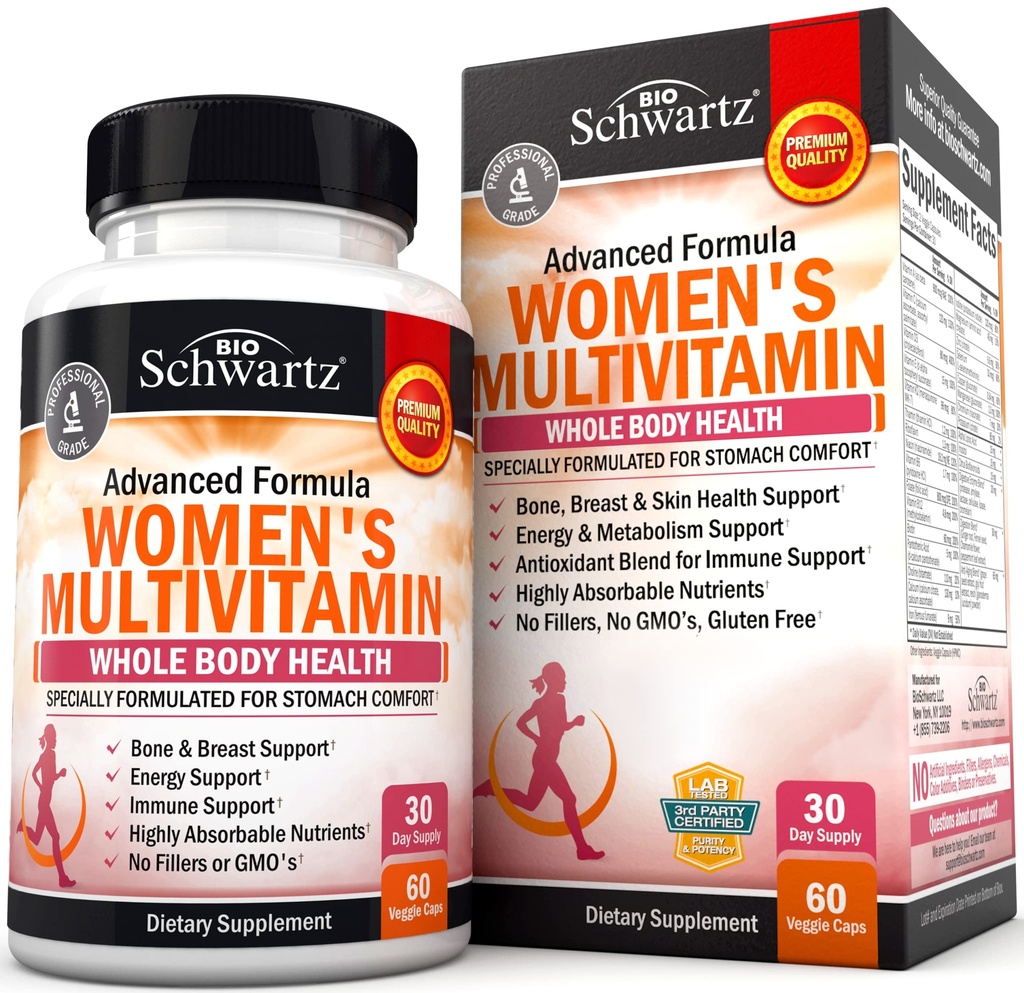 Multivitamine pour les femmes avec de la vitamine D3 - Multivitamines pour os de la peau mammaire articulaire énergie - Vitamines pour le soutien immunitaire - Système immunitaire Boost Natural Immuni Defense - Supplément de soutien conjoint - 60Ct