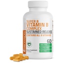 Complexe Bronson Super B de vitamine B à libération lente prolongée (vitamine B1, B2, B3, B6, B9 - acide folique, B12) contient toutes les vitamines B 60 comprimés