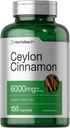 Horbäach Ceylan Capsules de cannelle 6000 mg de 150 Count.