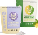 Gnarly Nutrition Creatine Powder, Unflavored (16.05oz) and Gnarly Performance Greens Lemon Mint (11.64 oz)