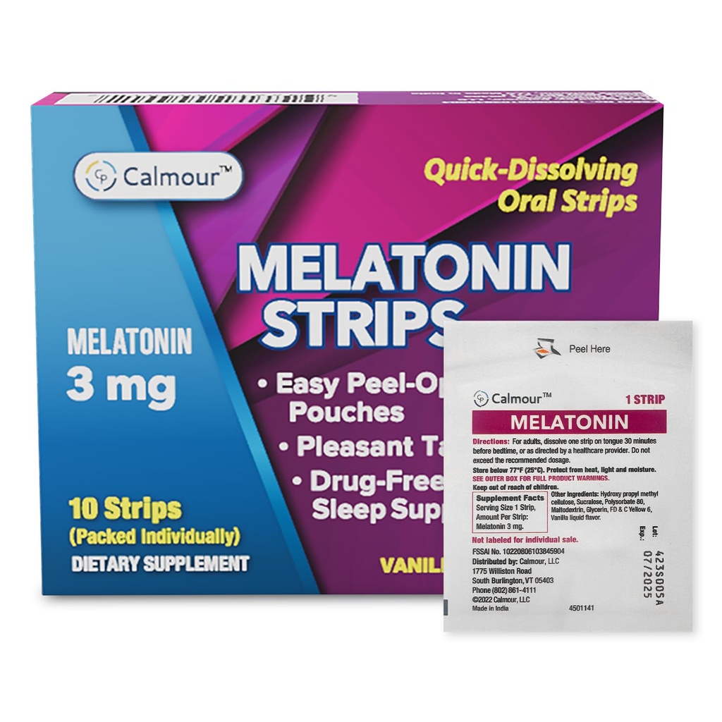 10 Oral Sleep Strips | Quick-Dissolving 3mg Melatonin Strip | Works Faster Than Gummies | Relaxation Napping Supplements | The Ultimate Sleeping Aid for Better Rest and Eye Health