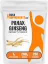 BulkSupplements.com Poudre d'extrait de racine de ginseng - Supplément de ginseng de Panax, supplément à base de plantes - Sans végétalien et sans gluten, 1g par portion, 250g (8.8 oz) (paquet de 1)
