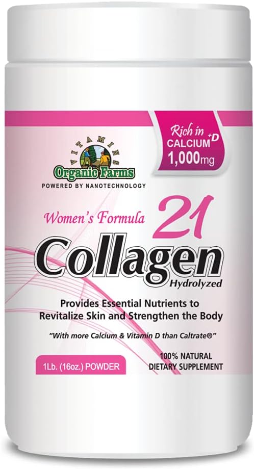 Collagène 21 Hydrolysé - 1Lb. (16oz.) - Supplément de collagène pour les femmes, Formule féminine - renforce les os et la peau - Supplément alimentaire 100% naturel