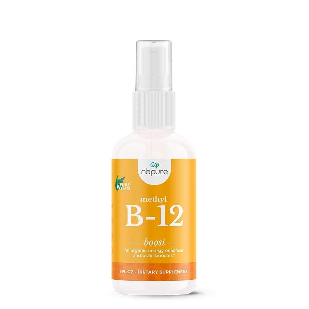nbpure Organic & Vegan Vitamine Methyl B12 Spray – Support du système d'énergie naturelle, d'humeur et de nerf pour les femmes, les hommes, les enfants – 500mcg de méthylcobalamine liquide par spray