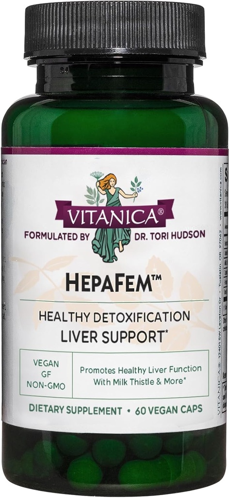Vitanica, Hepafem, Soutien de nettoyage du foie, Végétalien/Végétarien, 60 Capsules