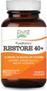 PURE ESSENCE LABS PureBiotics Restore 40+ Probiotique Supplément - Soutient la santé immunitaire et digestive - Sans lait et sans gluten - 15 souches (35 milliards de CTU) Adultes Probiotiques naturels (60 capsules)