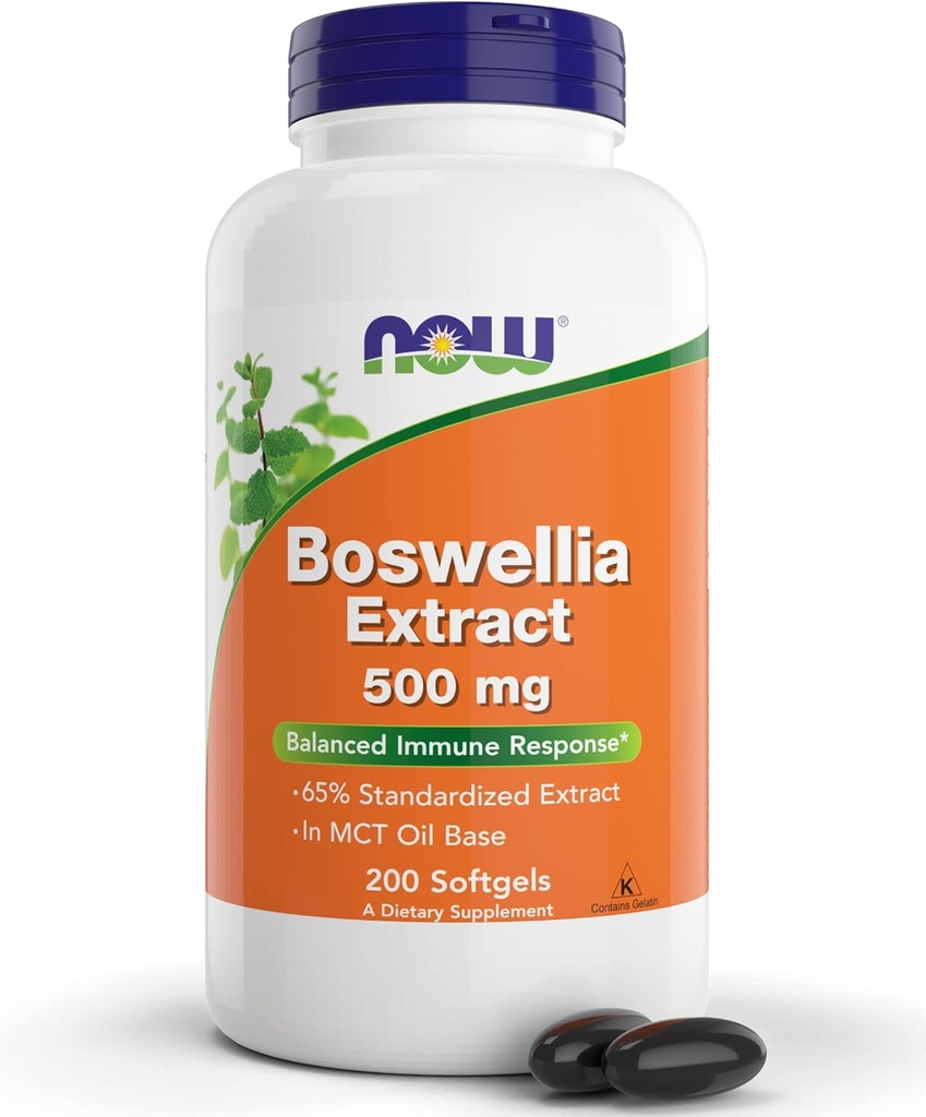 Maintenant Boswellia Serrata Extrait 500 mg, 200 Softgels - Gum résine dans MCT Oil Base - Supplément à base de plantes