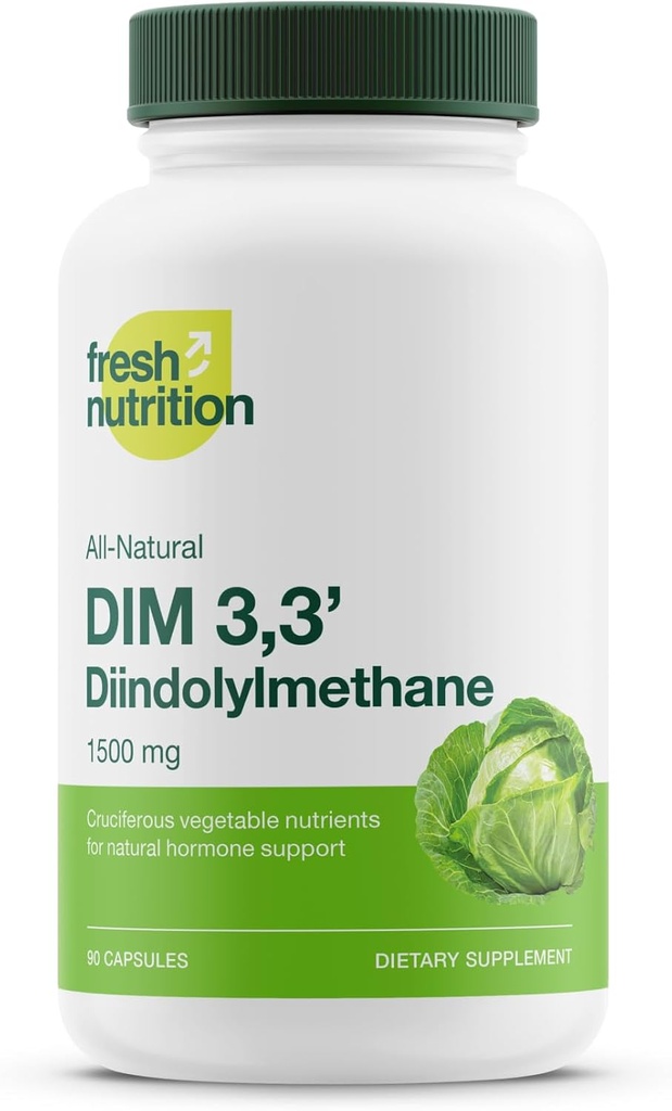 Supplément DIM 500mg - Diindolylméthane pour le métabolisme estrogène, la santé hormonale, l'acné et le soutien antioxydant – végétalien, non OGM, sans gluten - 90 capsules