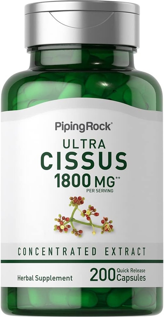 Piping Rock Cissus Quadrangularis Supplement 1800mg | 200 Capsules | Ultra Concentrated Herbal Extract | Non-GMO, Gluten Free