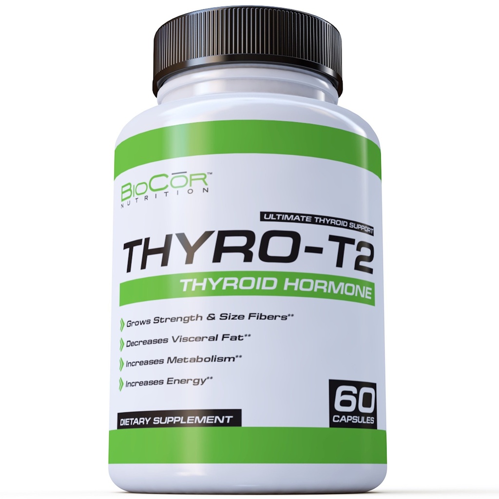 BioCor Nutrition Thyro-T2 supplément de brûleur de graisse d'hormone thyroïde - stimuler le métabolisme et perdre du poids (60 capsules - 1 mois d'approvisionnement)