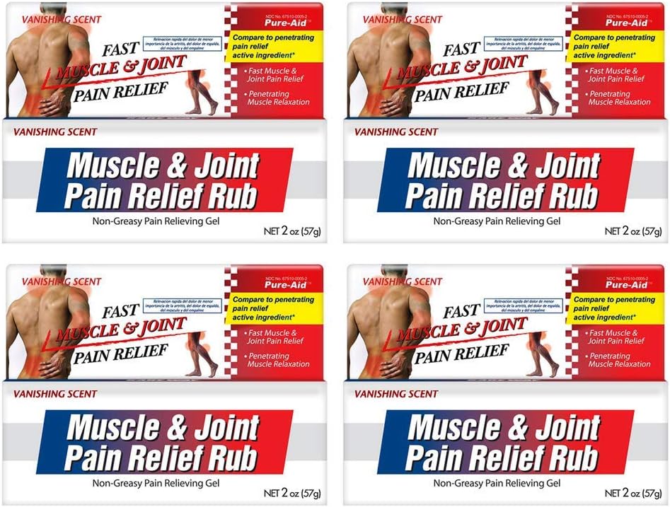 Ruban anti-douleur musculaire et articulaire, soulagement rapide de l'arthrite mineure, maux de dos, douleurs musculaires et articulaires Crème non grasse, 2oz (4pk)