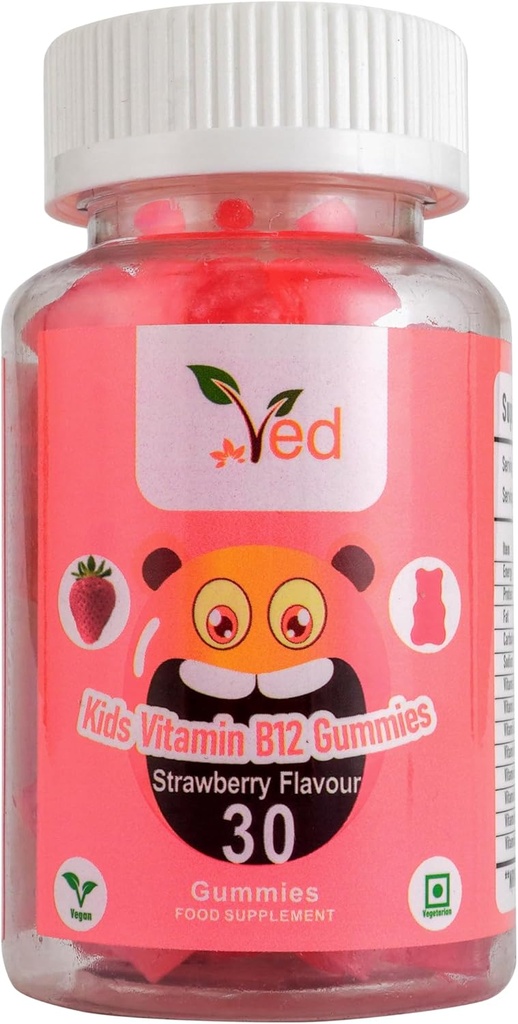 Ved Kids Vitamine B12 Gummies pour supplément de vitamine B12, énergie et système immunitaire – végétalien - 15 jours d'approvisionnement, 30 enfants à croquer Vitamines Gummies.(15 jours d'approvisionnement)