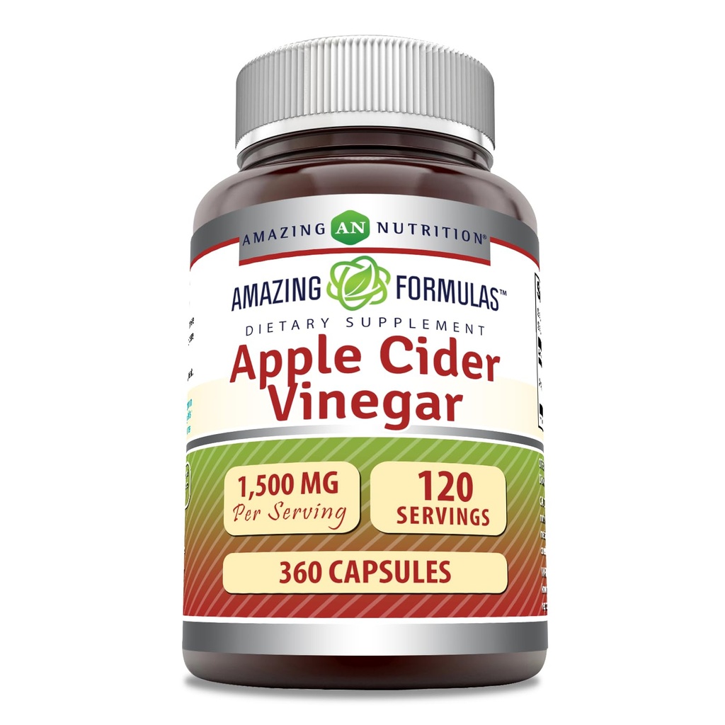 Amazing Formulas Apple Cider Vinegar 1500 mg Per Serving Supplement | Capsules | Non-GMO | Gluten Free | Made in USA (360 Count)