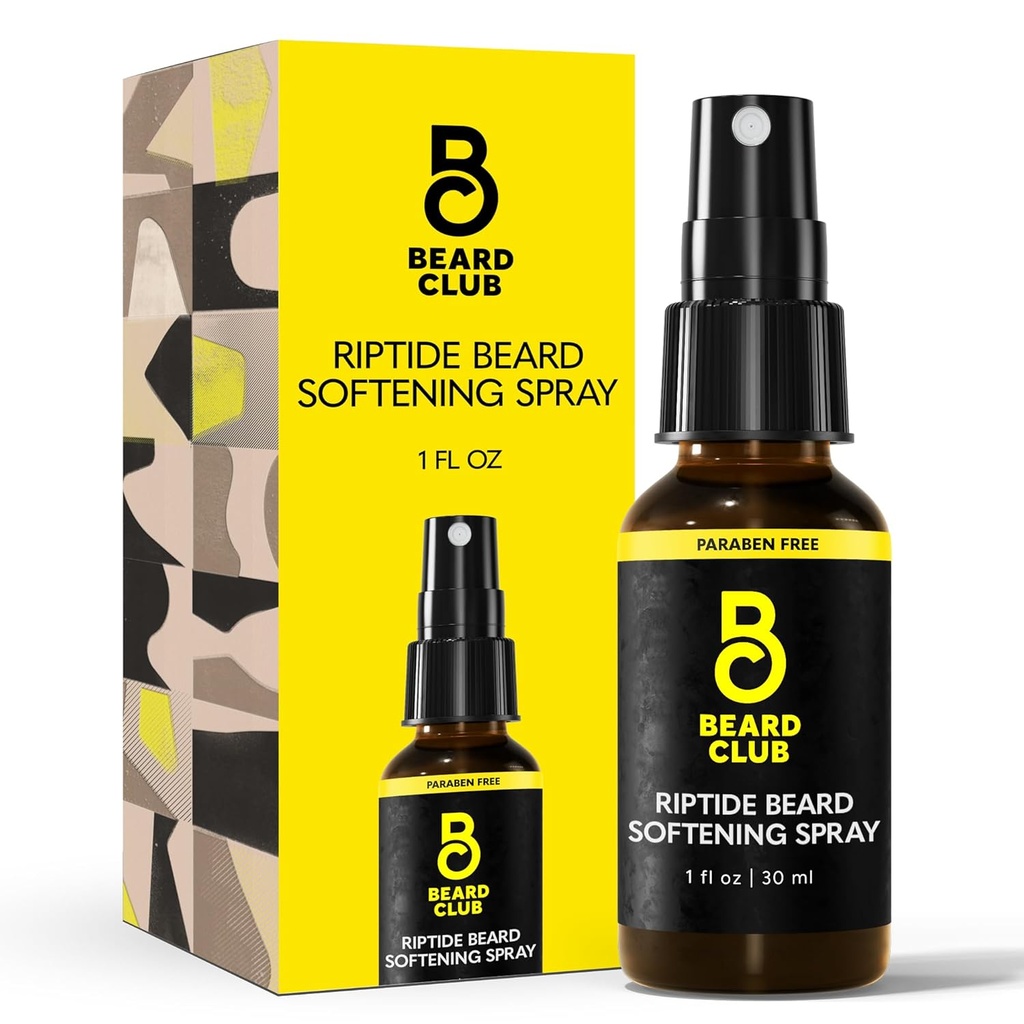 Le spray d'adoucissement de la barbe Riptide Club de Beard Club - Formule Nourrissante et Styling pour une croissance accrue de la barbe, douceur et brillance - Enrichi d'ingrédients naturels pour des cheveux visage sains