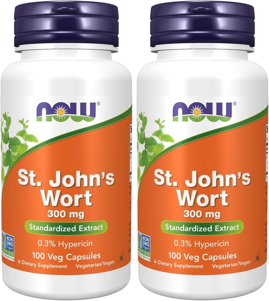MAINTENANT Suppléments, St. John's Wort (Hypericum perforatum) 300 mg, extrait normalisé, 100 gélules (paquet de 2)