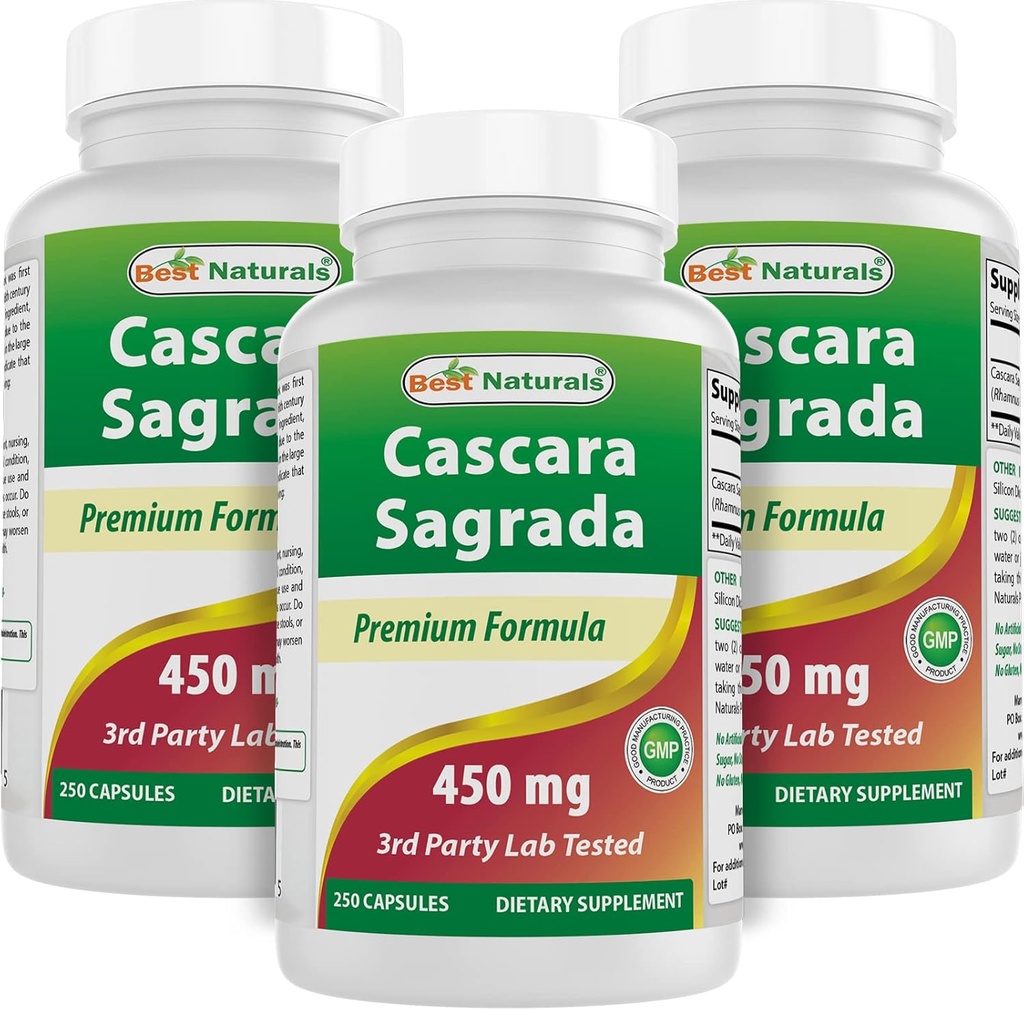 Meilleurs naturels Cascara Sagrada 450 mg 250 Capsules (250 Nombre (paquet de 3))