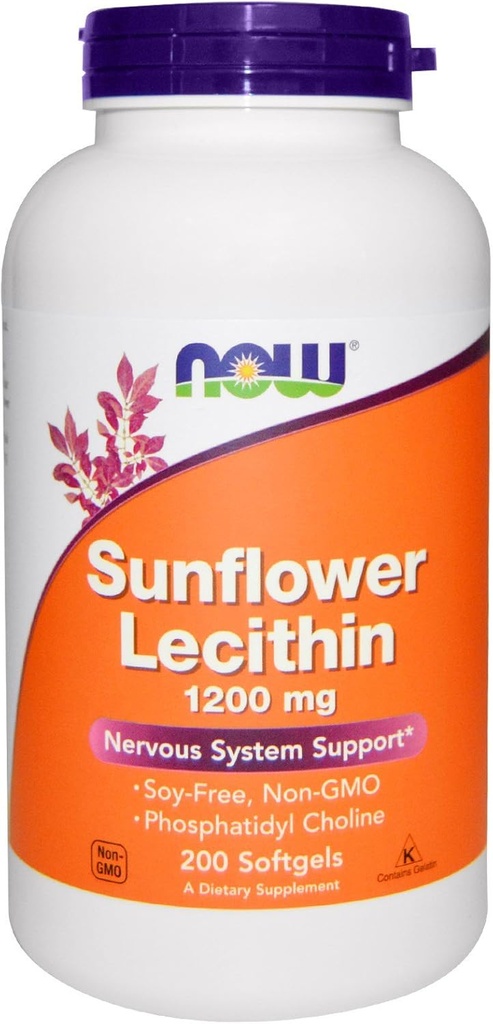 Now Foods Sunflower Lecithin 1200mg, 200 Softgels, pack of 2