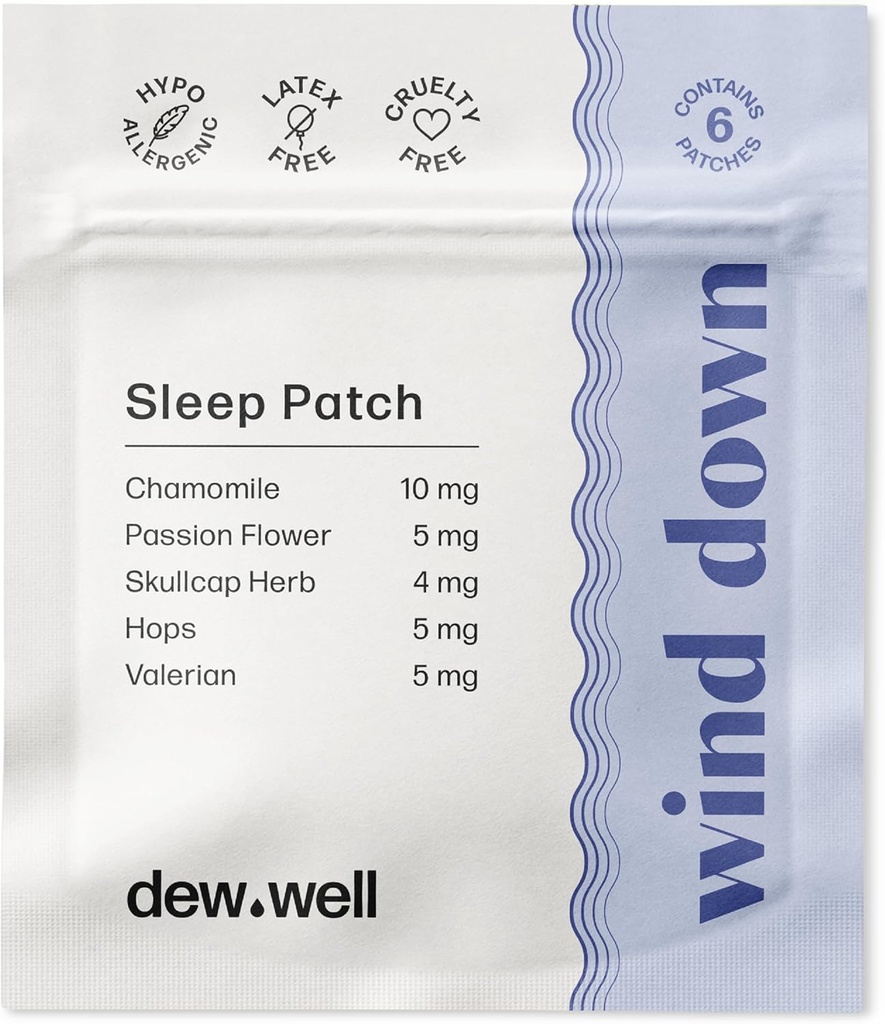 Patchs de sommeil à vent de rosée - Mélotonine sans camomille et fleurs de passion pour les aides au repos naturel - bandes de stress pour le soulagement de la migraine - Sticker de sommeil & Sleeper Relief - 6 comte clair