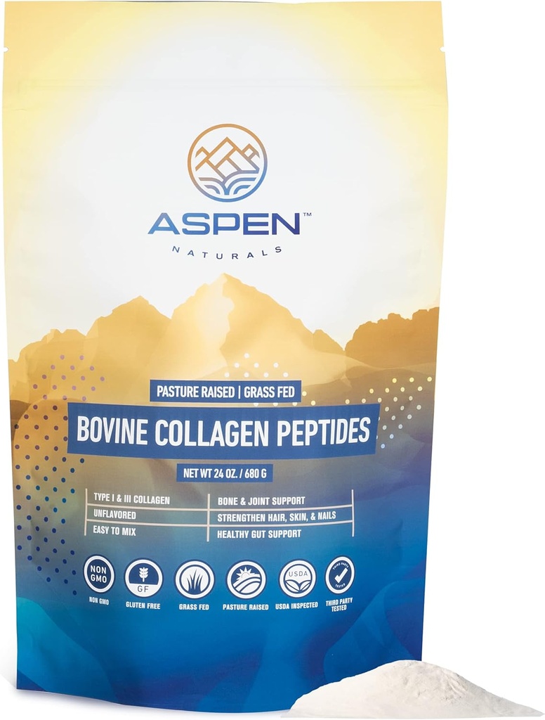 ASPEN NATURALS Bovin Collagène Peptides Poudre 24 Oz – Type I & III.