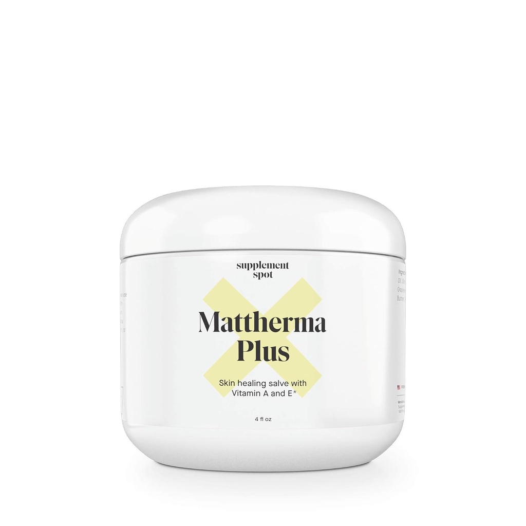 Mattherma Plus Onguent de guérison de la peau (4 Fl Oz.) - Salve apaisante pour la peau craquée avec/Vitamine E & A – Onguent de barrière d'humidité tout-terrain à Nourrir et soutenir le processus de guérison naturelle du corps