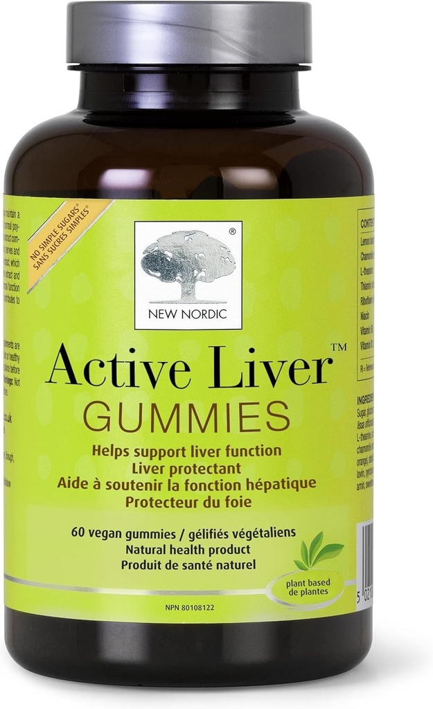 NEW NORDIC Active Liver Gummies, Milk Thistle, Artichoke & Turmeric Supplement, Natural Peach Mango Flavor, Sugar Free & Vegan, 60 Count (Pack of 1)