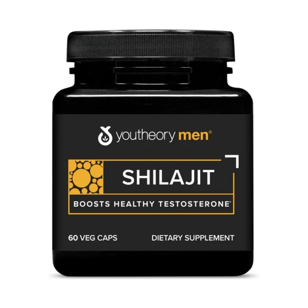 Youtheory hommes Shilajit - 250 mg Shilajit Capsules - supplément énergétique - soutient l'endurance et l'endurance* - sans gluten, sans lait et sans soja - 60 gélules