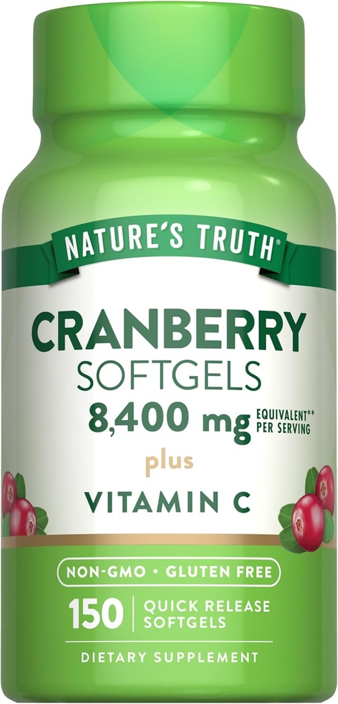 Nature's Truth Cranberry with Vitamine C Softgels (en anglais seulement) 8400mg (en anglais seulement) 150Pills (en anglais seulement)