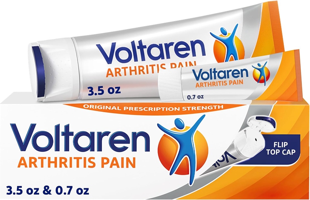Arthrite Voltaren Gel de douleur pour l'arthrite topique puissante soulagement de la douleur avec Diclofénac - NOUVEAU Easy Open Cap - 100 g Tube et 20 g Travel Size Tube