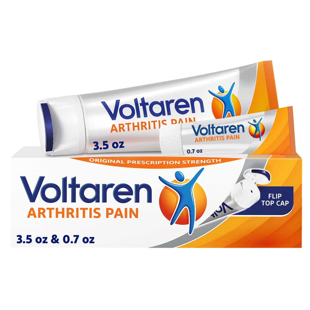 Arthrite Voltaren Gel de douleur pour l'arthrite topique puissante soulagement de la douleur avec Diclofénac - NOUVEAU Easy Open Cap - 100 g Tube et 20 g Travel Size Tube