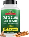 Péruvien Naturals Cat's Claw Herbal Supplement 150 Capsules - Uña de Gato 2400mg de végétalien, 100% naturel Cats Claw Bark Grown au Pérou, Non-OGM, Uncaria Tomentosa UNA de Gato