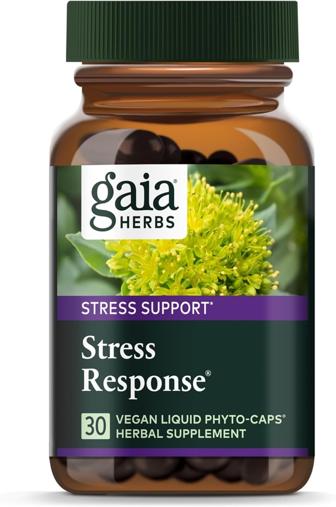 Gaia Herbes Stress Response Suppléments - Soutient la relaxation - avec Rhodiola, Saint Basilic, Ashwagandha et plus - 30 Vegan liquide Phyto-Capsules (15 portions)