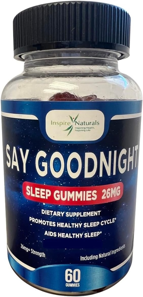 Say Goodnight Melatonin Gummies - Melatonin 2mg, Passionflower, mai promouvoir un cycle de sommeil sain, non-formage de bébé, ingrédients naturels, mai aider à calmer et détendre le corps, 60 Gummies