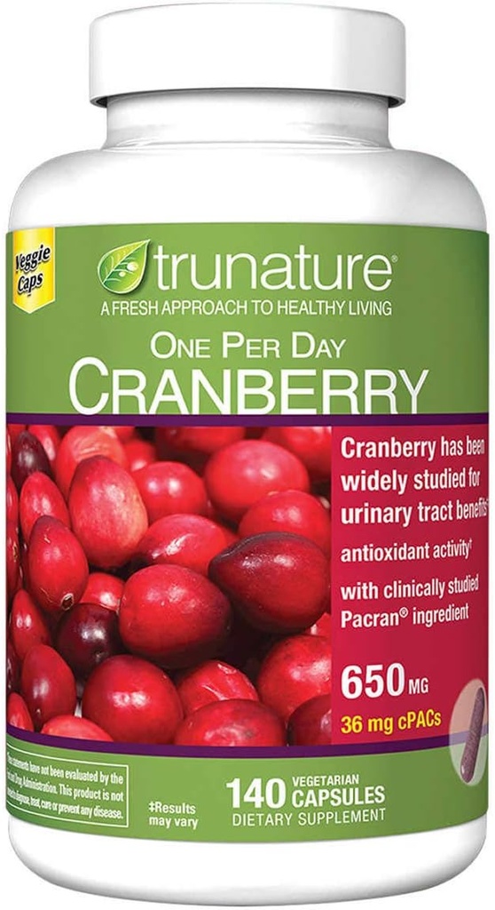 trunature Cranberry 650 mg, 140 capsules végétariennes (3 boîtes)