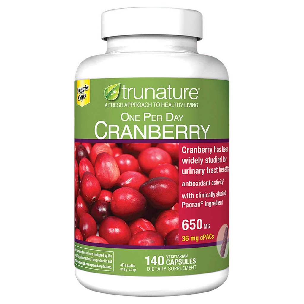 trunature Cranberry 650 mg, 140 capsules végétariennes (3 boîtes)